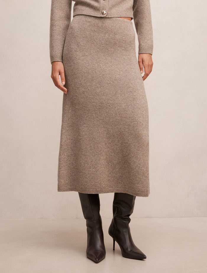 Lottie Knitted Midi Skirt Marled Caramel Co-Ord Forever New