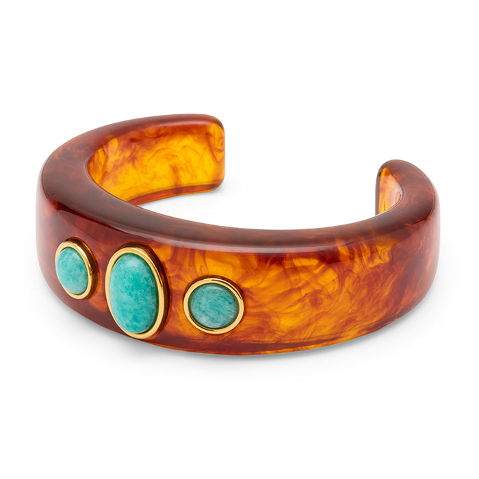 Tortoise Shell/Aquamarine Quartz / Resin w/Stone