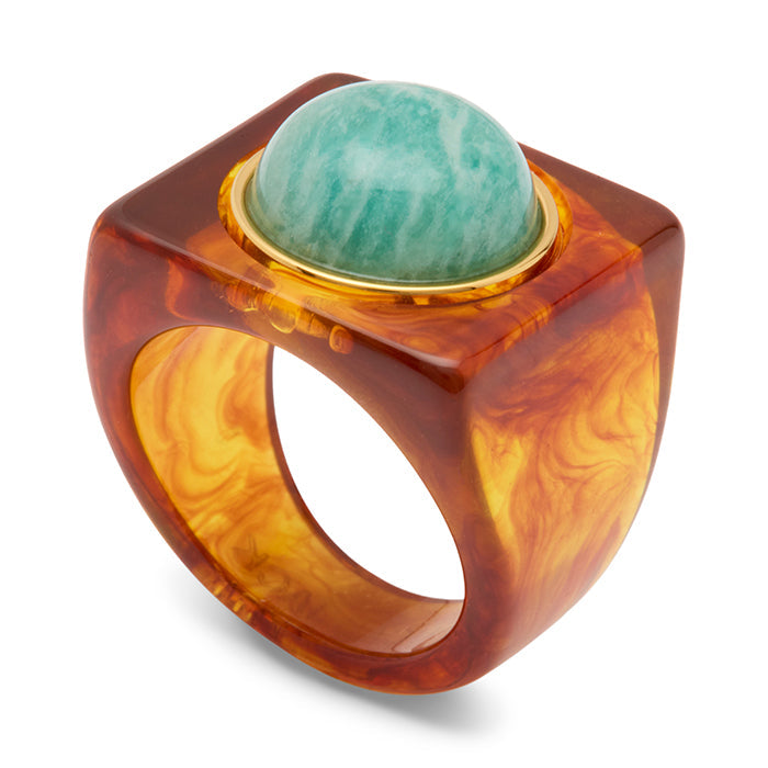 Tortoise Shell/Amazonite / 7 / Rectangle w/Round