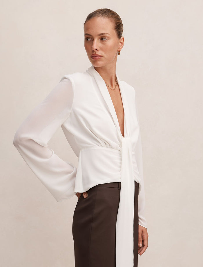 Luna Tie Front Blouse Forever New