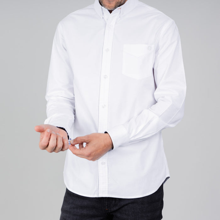 Lundie Cotton Oxford Long Sleeve Shirt - Optic White