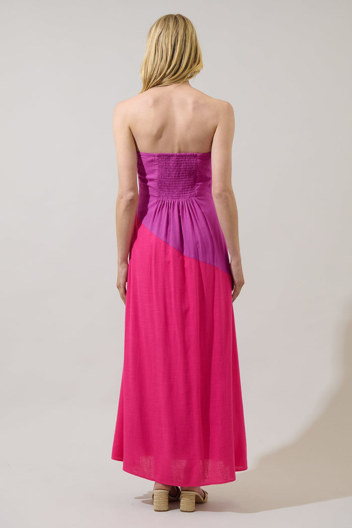 Lunetta Strapless Color Block Maxi Dress