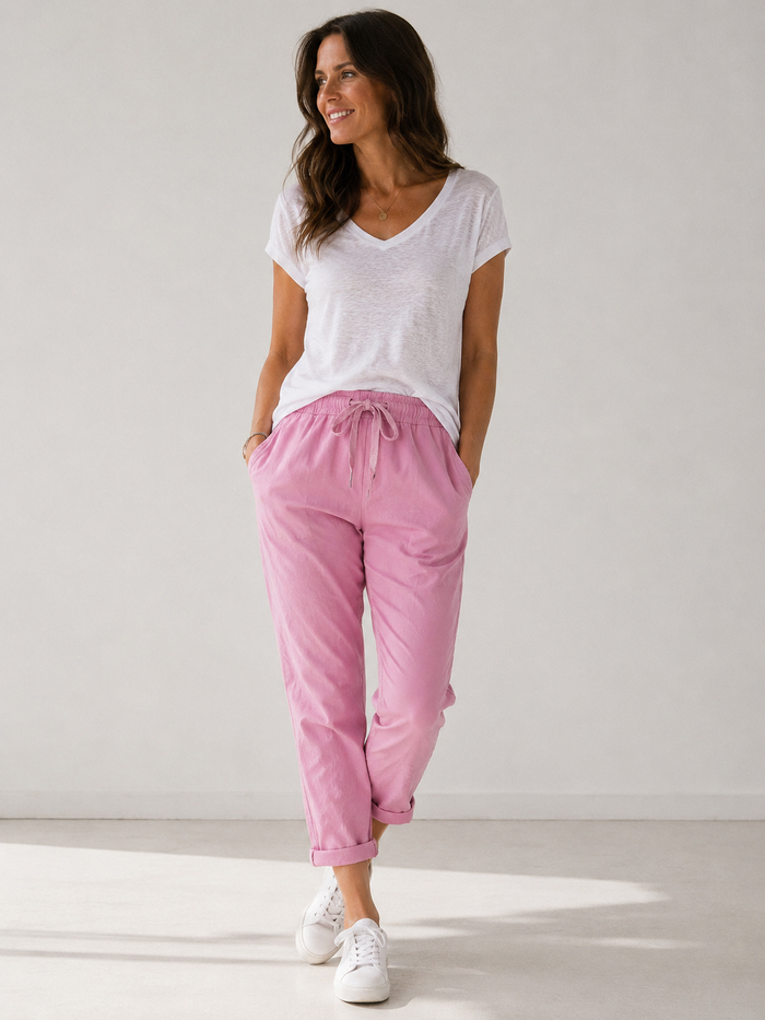 Lurex Tie Magic Pants  Pink