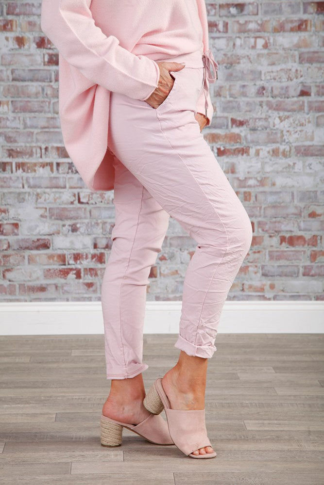 Lurex Tie Magic Pants  Pink