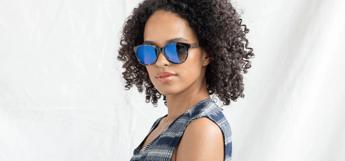 Madison Blue Coral and Elm Polarized Sunglasses Model