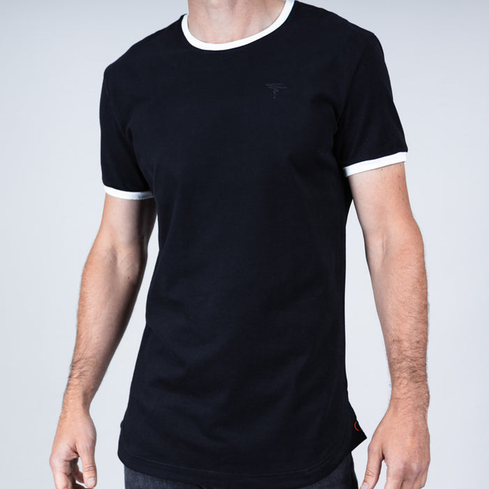 Maree Ringer Tee with Curved Hem - Jet Black