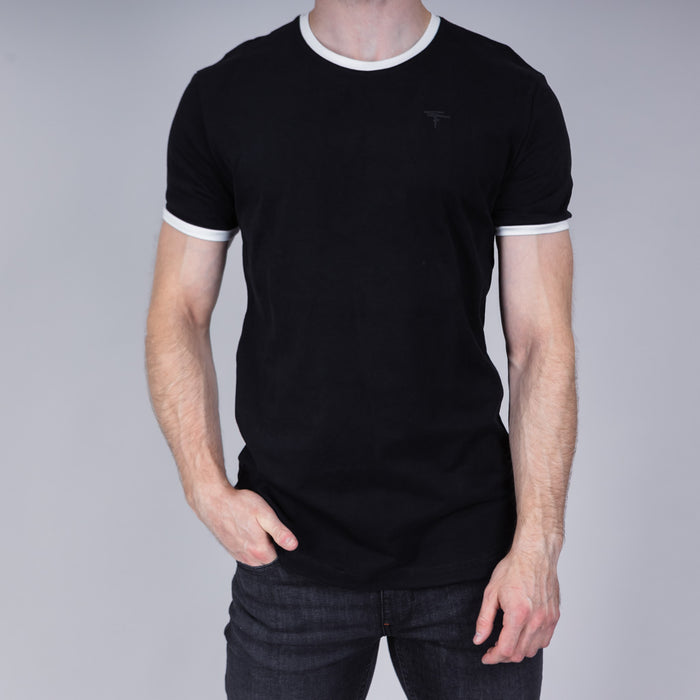 Maree Ringer Tee with Curved Hem - Jet Black