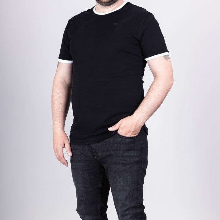 Maree Ringer Tee with Curved Hem - Jet Black