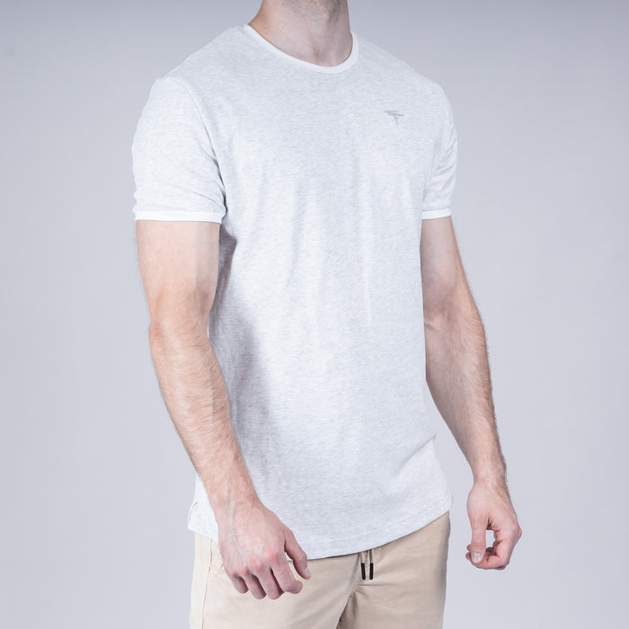 Maree Ringer Tee with Curved Hem - Optic White