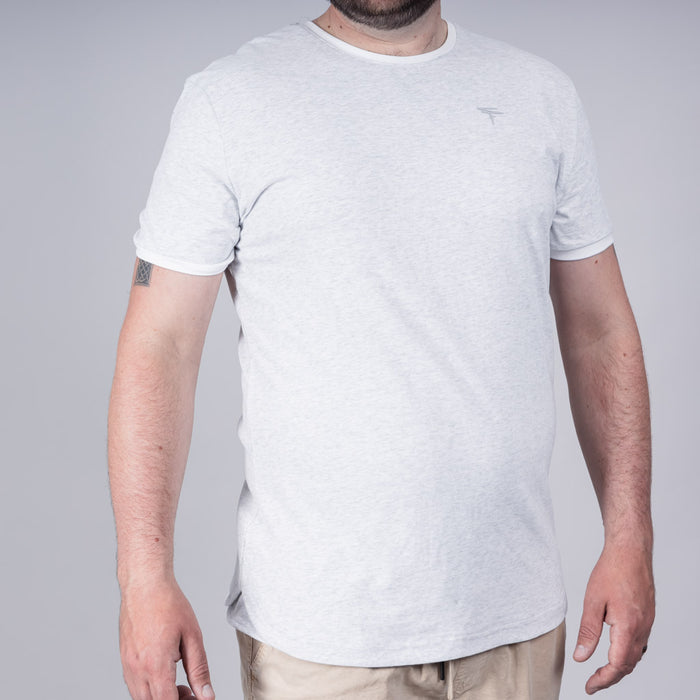 Maree Ringer Tee with Curved Hem - Optic White