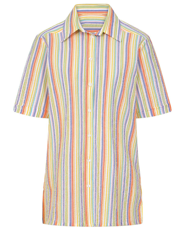 Marley Striped Short Sleeve Seersucker Blouse - Image 2 - The Classic Boutique