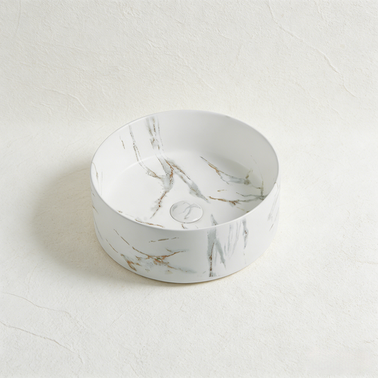 Matte White with gold Vein Basin Alabaster 400*400*115mm