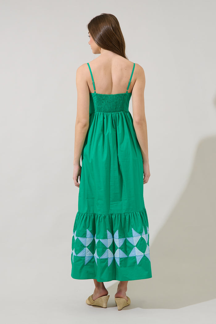 Mayeli Quilt Embroidered Midi Dress