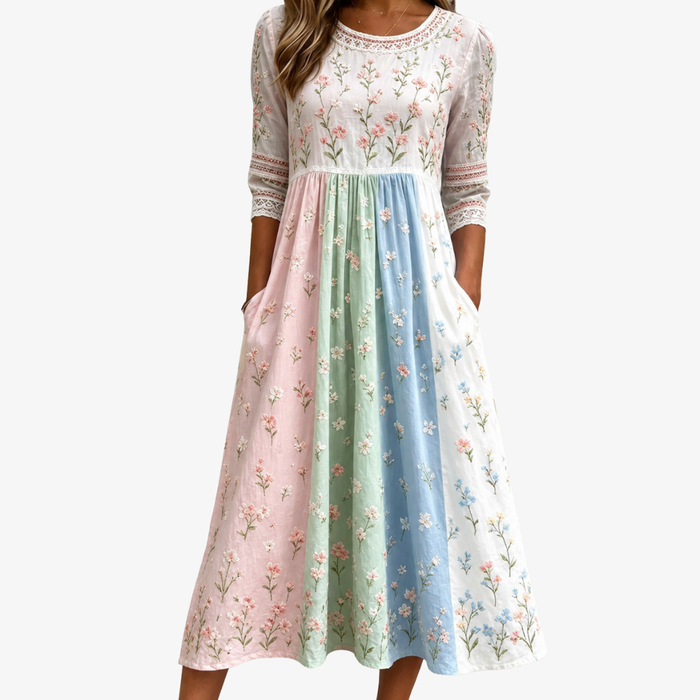Meadow | Pastel Floral Midi Dress