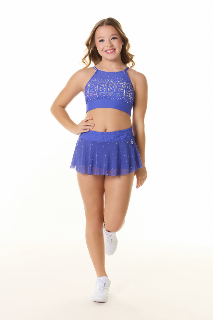 Mesh Overlay Skirt in Indigo Blue
