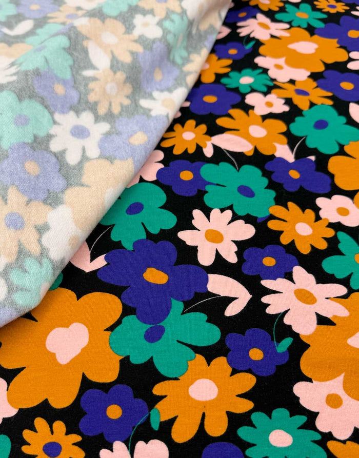 Midnight Bloom Cotton Sweatshirting Fabric