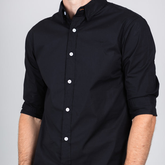 Mill Cotton Half Sleeve Shirt - Jet Black