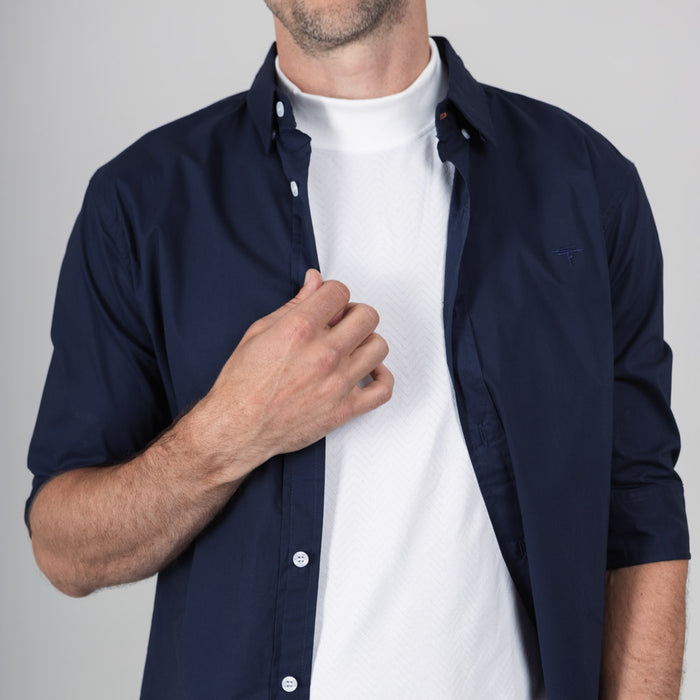 Mill Cotton Half Sleeve Shirt - Medieval Blue