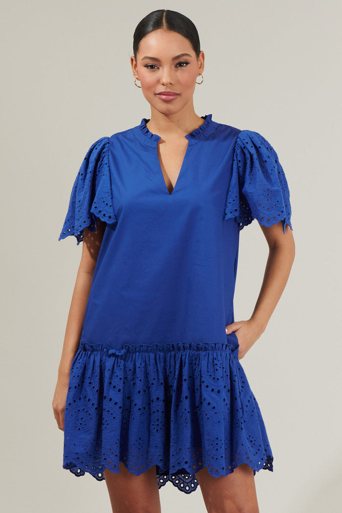 Moss Eyelet Mini Dress
