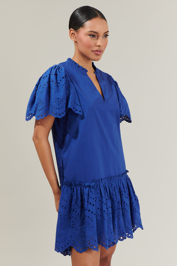 Moss Eyelet Mini Dress