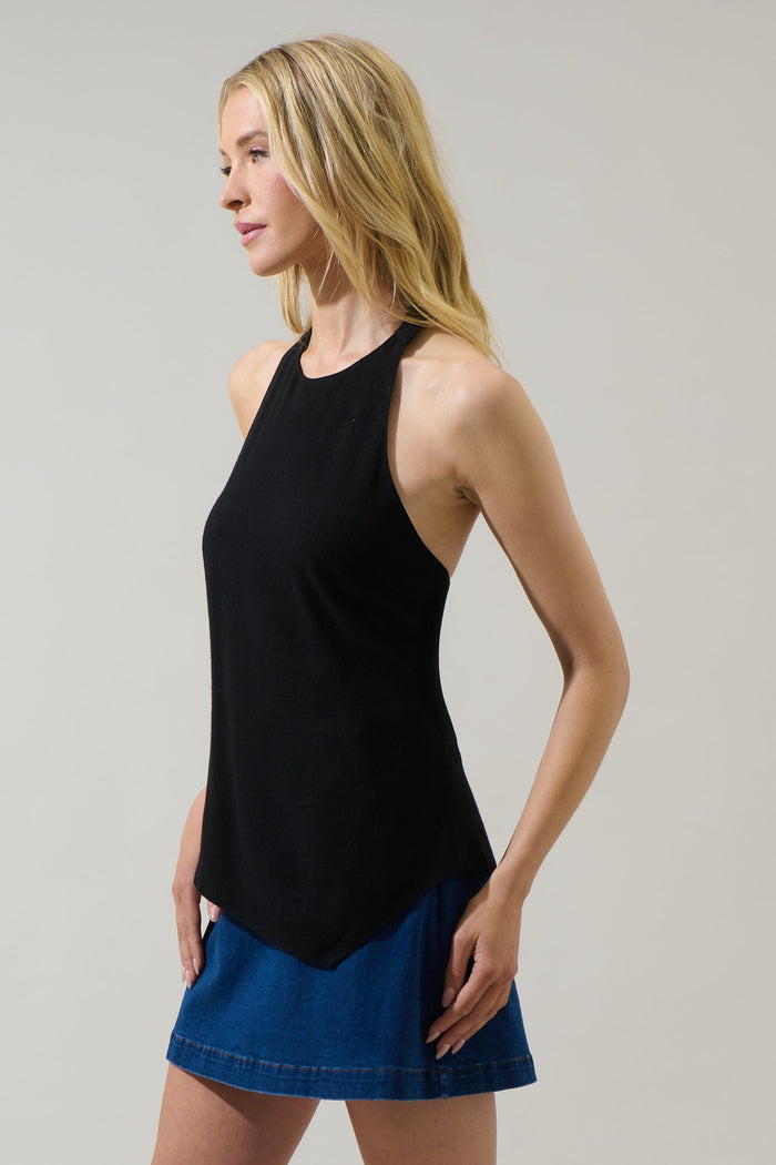 Myla Knit Halter Asymmetrical Top
