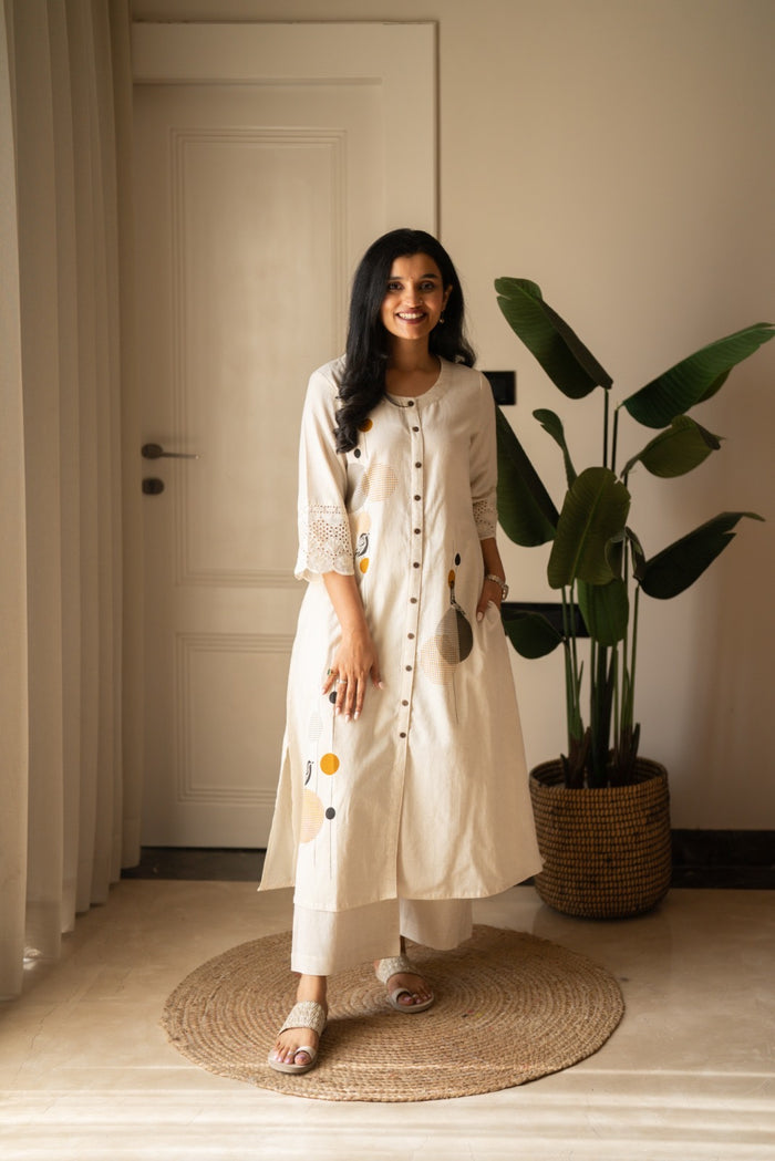 Naari Off White A-Line Pant Set
