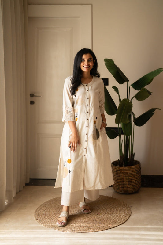 Naari Off White A-Line Pant Set