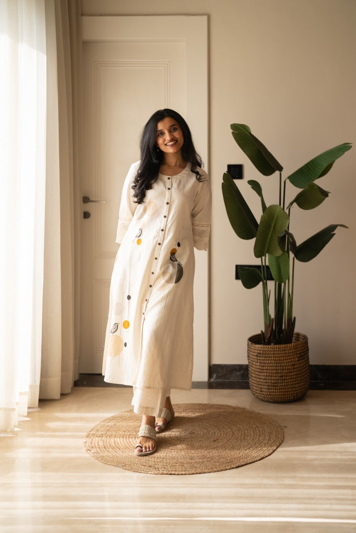 Naari Off White A-Line Pant Set