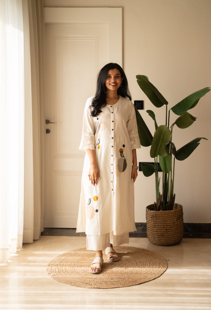 Naari Off White A-Line Pant Set