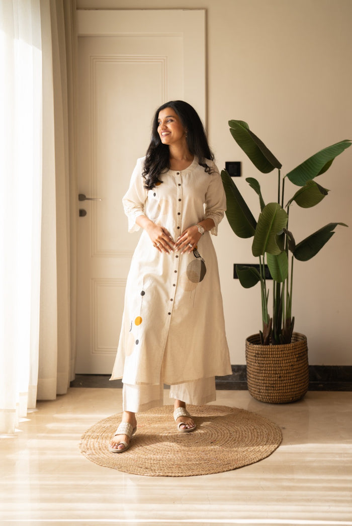 Naari Off White A-Line Pant Set