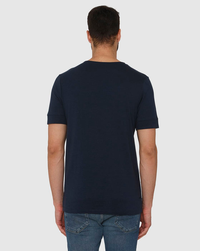 Navy Blue Henley Neck T-Shirt