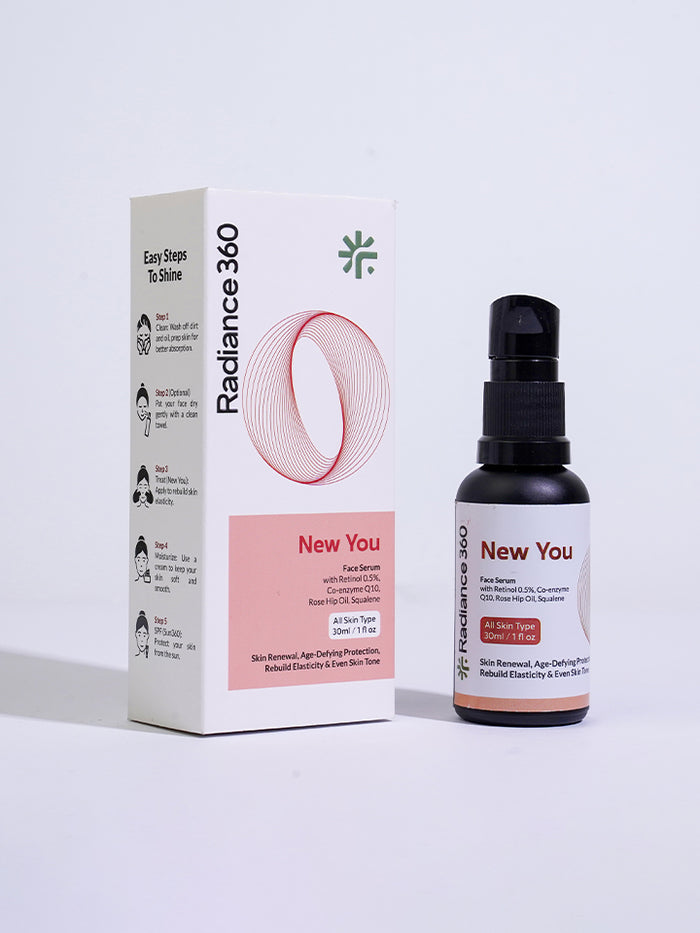 Radiance 360 skincare serum bottle and packaging on a white background