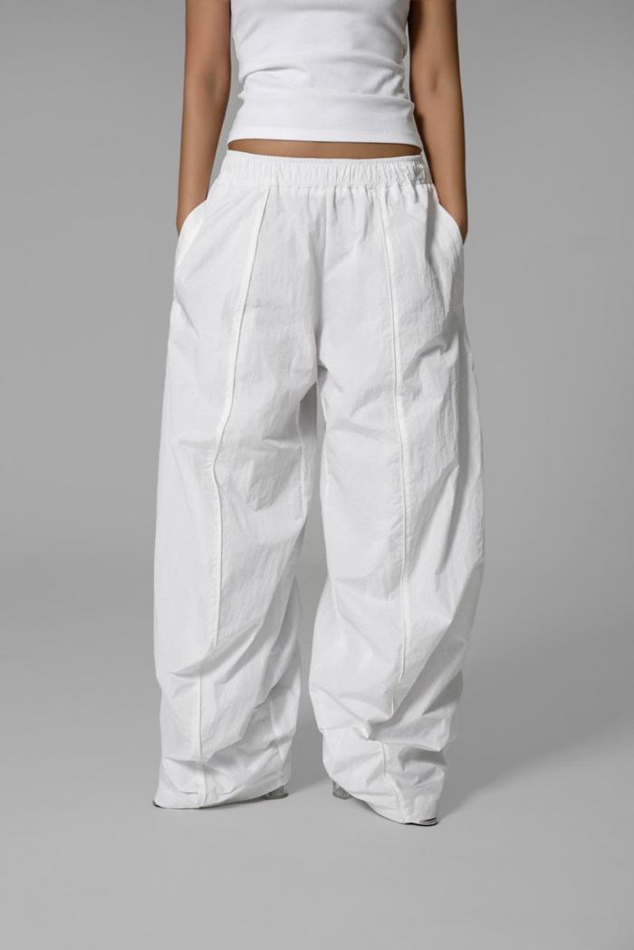 Nylon white Drawstring Wide Trousers