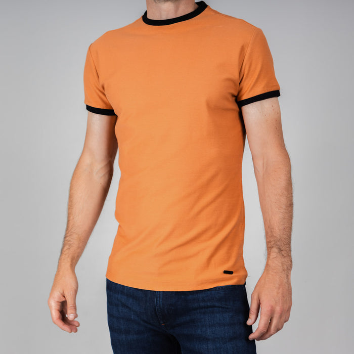 Ordie Textured Basketweave Jersey T-Shirt - Orange