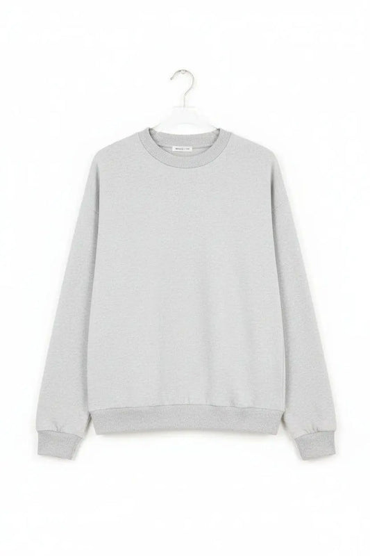 Oversized Drop Shoulder Reversible Mock Neck Sweatshirt - Light Grey / L - Tops/Sweatshirts & Hoodies