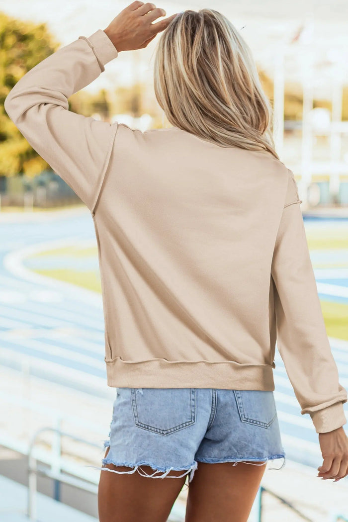 Oversized Drop Shoulder Reversible Mock Neck Sweatshirt - Tops/Sweatshirts & Hoodies