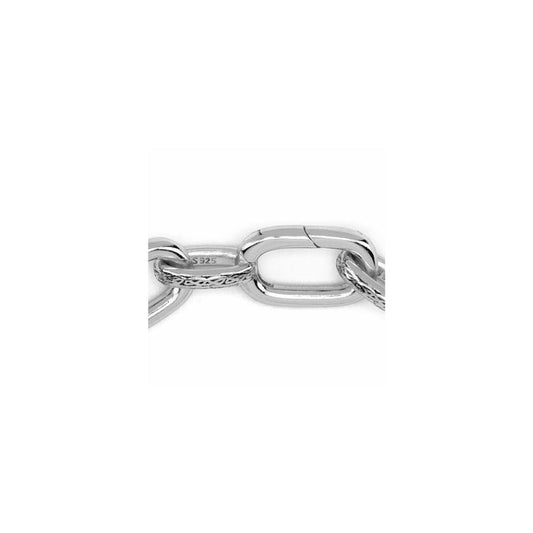 Oxidized Silver Hinged Paperclip Charm Bracelet - Single Link