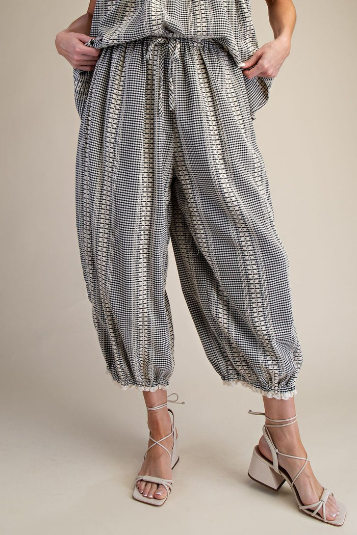 black and white bloomer pants