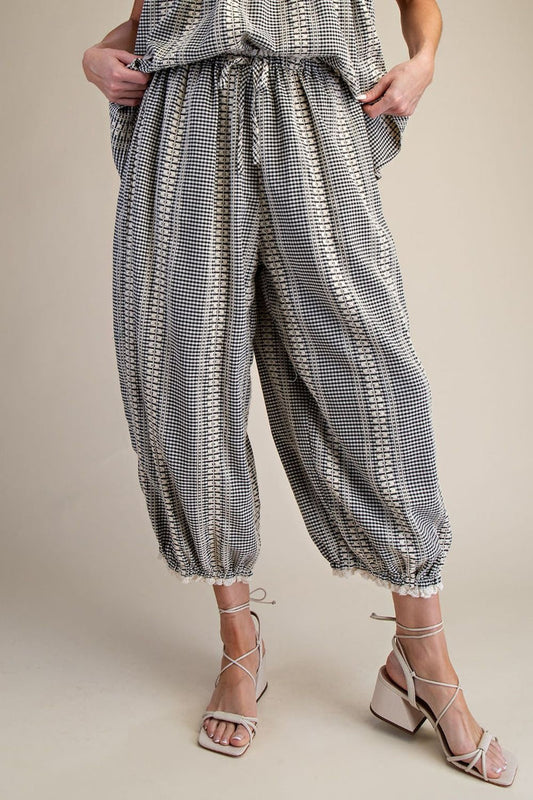 black and white bloomer pants