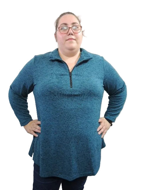 Shelz Stretch Zip Neck Top