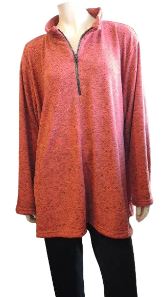 Party Girl Stretch Zip Neck Top (Teal Charcoal, Royal, Rust)