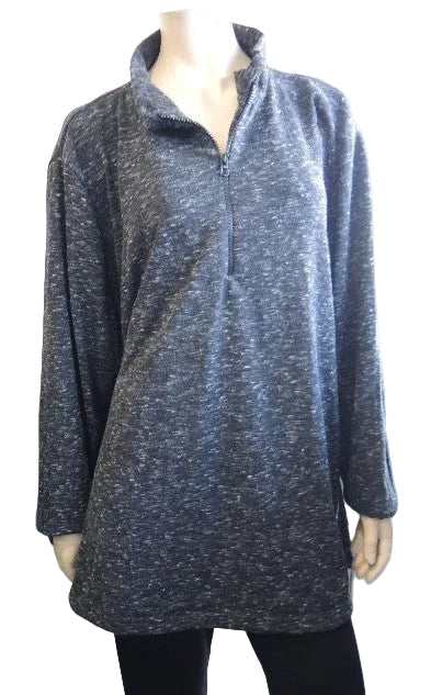 Party Girl Stretch Zip Neck Top (Teal Charcoal, Royal, Rust)