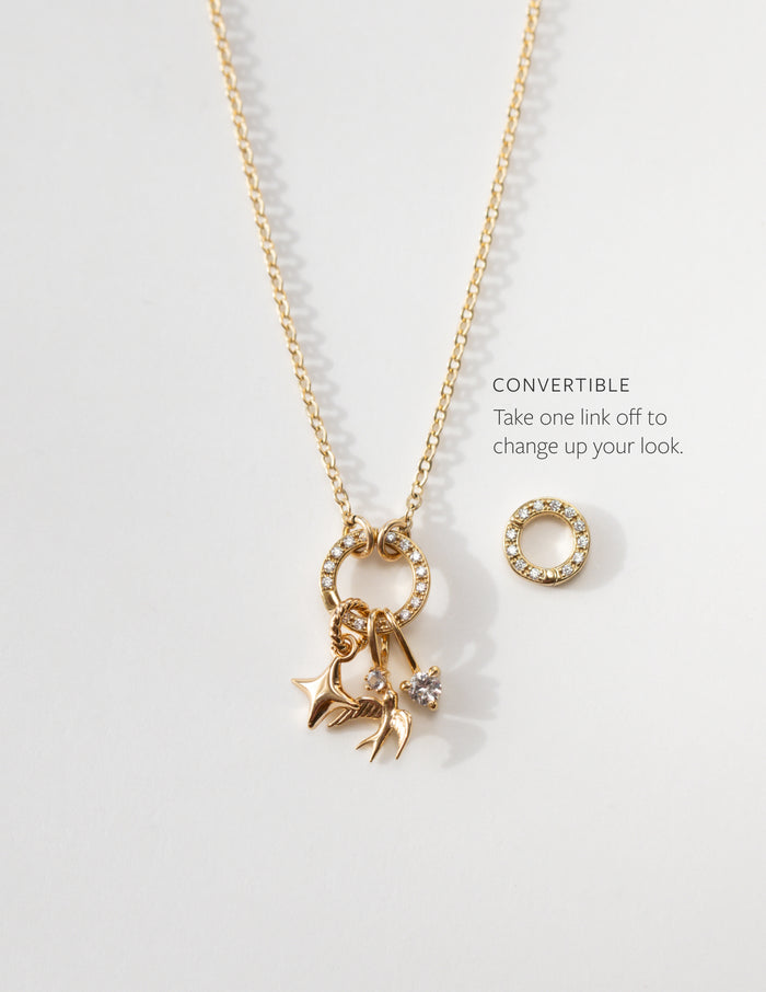 Pavé Duo Charm Holder Necklace