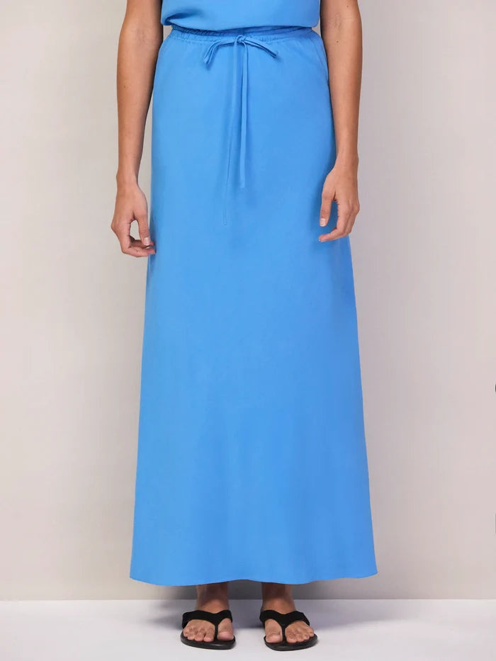 Petite Blue Linen Blend Bias Skirt