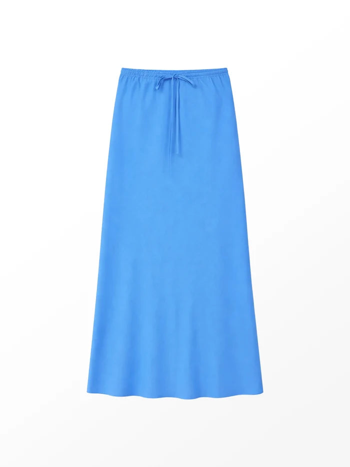 Petite Blue Linen Blend Bias Skirt
