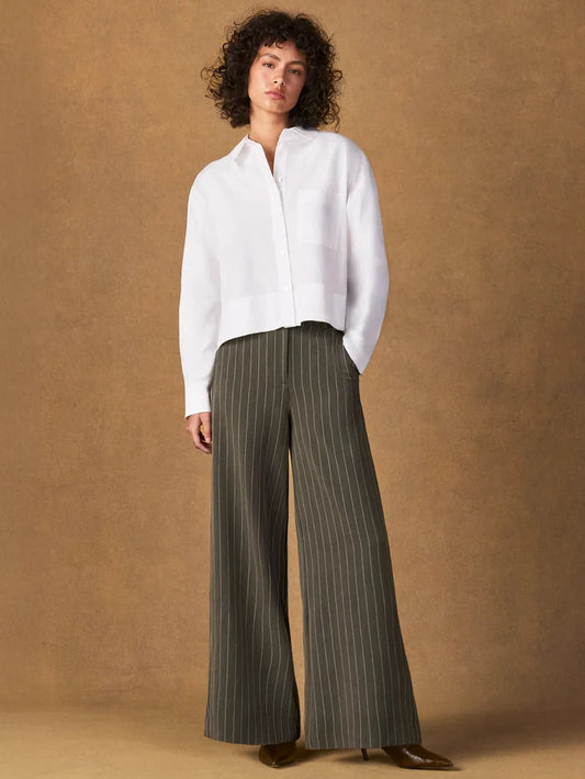 Petite Olive Pinstripe Tailored Trouser