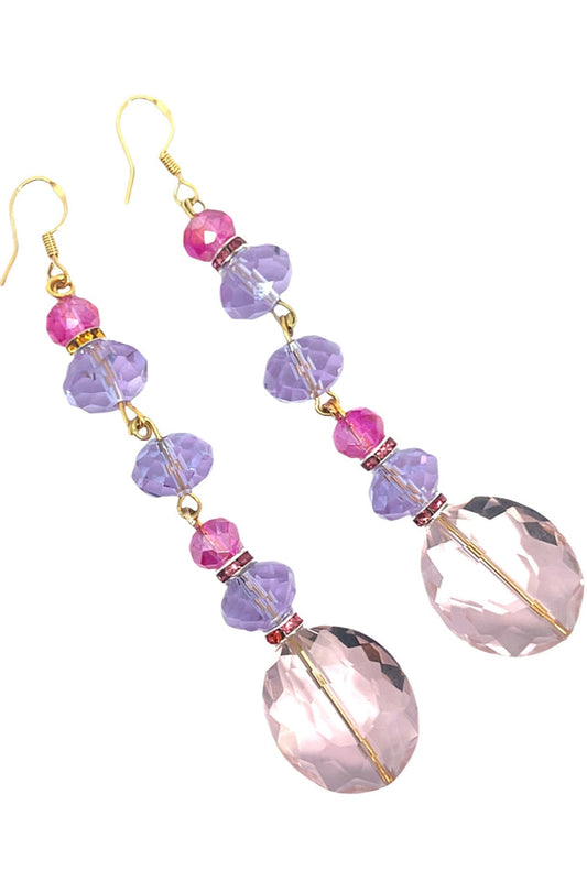 Style the Pink Blue & Purple Crystal Dangle Earring exclusively at Born To Glam