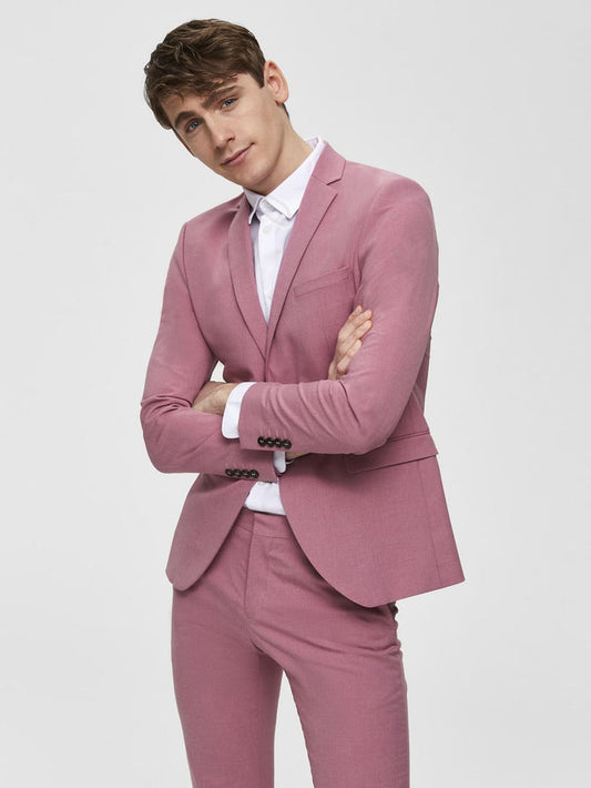 Pink Double Button Slim Fit Formal Blazer