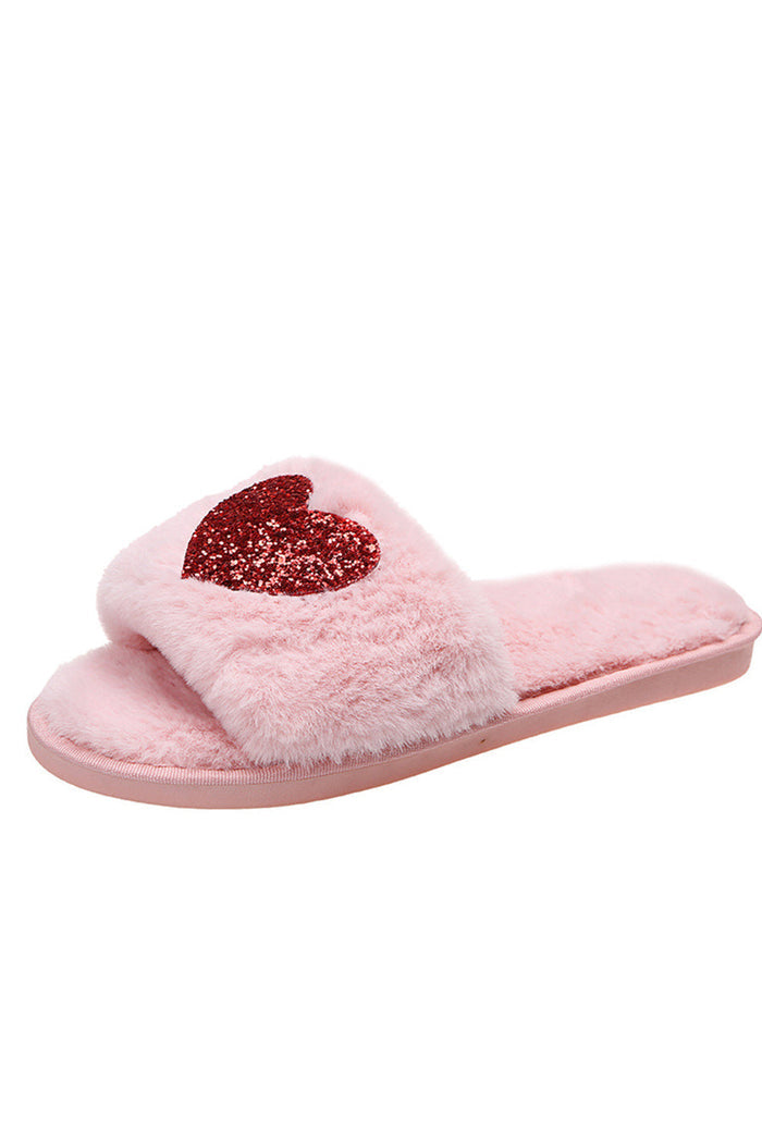 Pink Sequin Heart Shaped Slippers - Shoes & Bags/Slippers