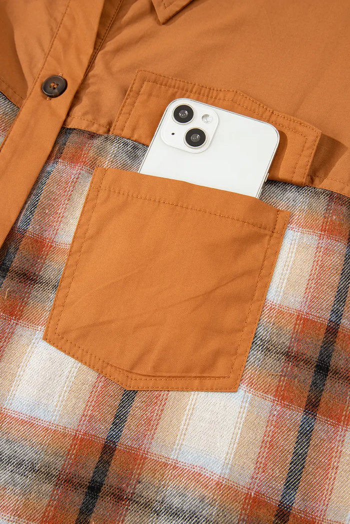 Plaid Colour Block Patchwork Ruffle Hem Tunic Shirt Dress - Dresses/Mini Dresses